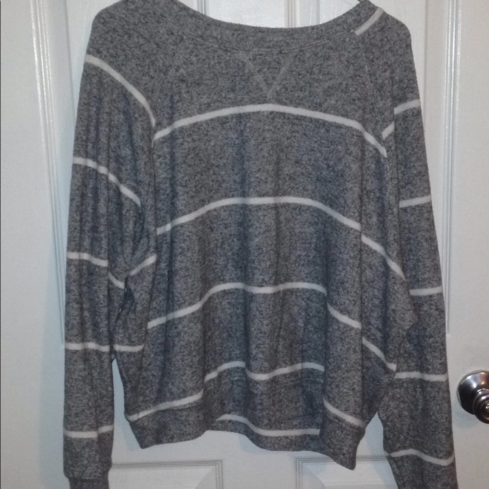 Grey & White Striped Sweater